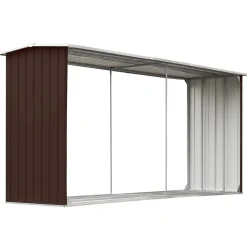 vidaXL brændeskur til haven 330 x 92 x 153 cm galvaniseret stål brun