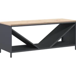 vidaXL brændestativ med trætop 100,5x35,5x40 cm antracitgrå