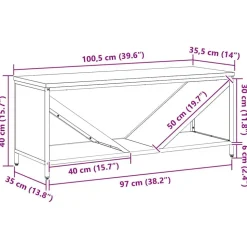 vidaXL brændestativ med trætop 100,5x35,5x40 cm antracitgrå