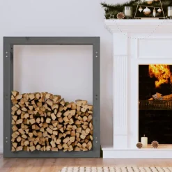 vidaXL brændestativ 80x25x100 cm massivt fyrretræ grå