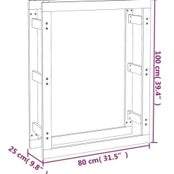 vidaXL brændestativ 80x25x100 cm massivt fyrretræ grå