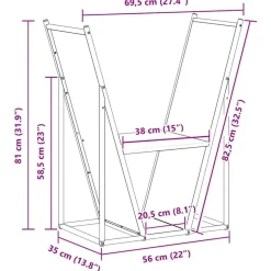 vidaXL brændestativ 69,5x35x81 cm koldvalset stål olivengrøn