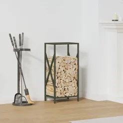 vidaXL brændestativ 34x25x70 cm koldvalset stål olivengrøn