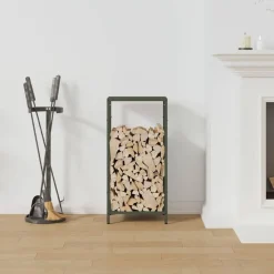 vidaXL brændestativ 34x25x70 cm koldvalset stål olivengrøn