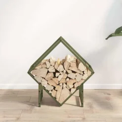 vidaXL brændestativ 50x25x50 cm koldvalset stål olivengrøn
