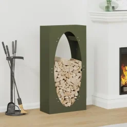 vidaXL brændestativ 50x23x100 cm koldvalset stål olivengrøn