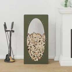 vidaXL brændestativ 50x23x100 cm koldvalset stål olivengrøn