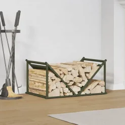 vidaXL brændestativ 70x43x34,5 cm koldvalset stål olivengrøn