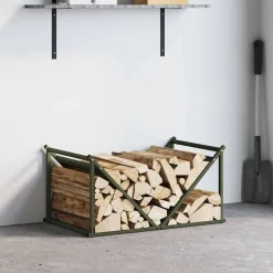 vidaXL brændestativ 70x43x34,5 cm koldvalset stål olivengrøn