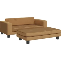 vidaXL børnesofa med fodskammel 100x50x30 cm fløjl brun