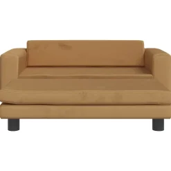 vidaXL børnesofa med fodskammel 100x50x30 cm fløjl brun
