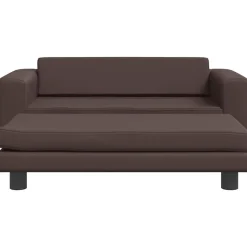 vidaXL børnesofa med fodskammel 100x50x30 cm kunstlæder brun