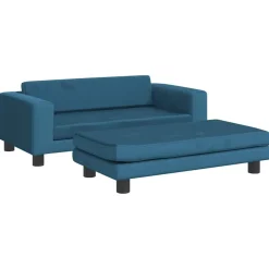 vidaXL børnesofa med fodskammel 100x50x30 cm fløjl blå