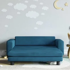vidaXL børnesofa med fodskammel 100x50x30 cm fløjl blå