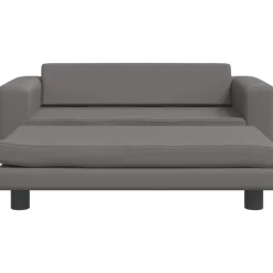 vidaXL børnesofa med fodskammel 100x50x30 cm kunstlæder grå