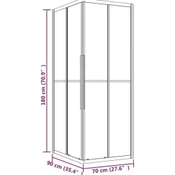 vidaXL brusekabine 90x70x180 cm matteret sikkerhedsglas