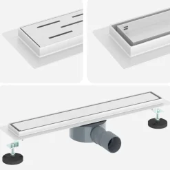 vidaXL Bruserafløb 2-i-1 med 360° Siphon Sølv 54 x 11 x 9,5 cm