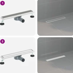 vidaXL Bruserafløb 2-i-1 med 360° Siphon Sølv 54 x 11 x 9,5 cm