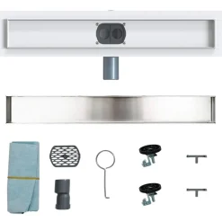 vidaXL Bruserafløb 2-i-1 med 360° Siphon Sølv 54 x 11 x 9,5 cm