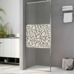 vidaXL brusevæg ESG-glas med stendesign 80x195 cm