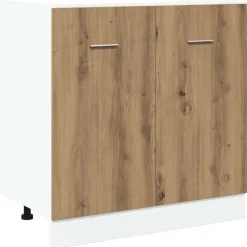 vidaXL bundskab til vask "Lyon" håndlavet eg 80x46x81,5 cm konstrueret træ