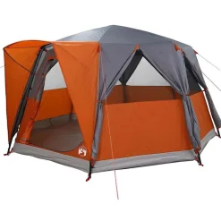 vidaXL Cabin Telt 6-Personer med tag Grå og orange 425 x 396 x 222 cm