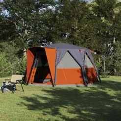 vidaXL Cabin Telt 6-Personer med tag Grå og orange 425 x 396 x 222 cm