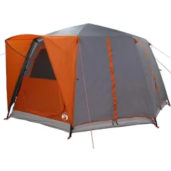 vidaXL Cabin Telt 6-Personer med tag Grå og orange 425 x 396 x 222 cm