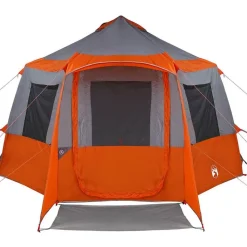 vidaXL Cabin tent til 12 personer Grå og orange 405 x 405 x 273 cm