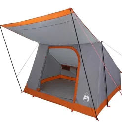 vidaXL Camping telt med tag Grå og orange 282 x 225 x 154 cm taft