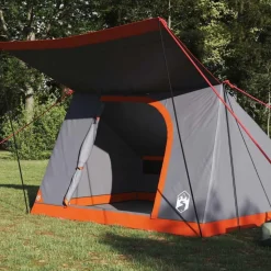 vidaXL Camping telt med tag Grå og orange 282 x 225 x 154 cm taft