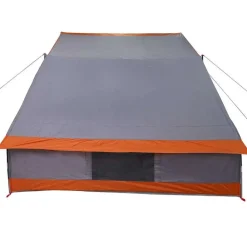 vidaXL Camping telt med tag Grå og orange 282 x 225 x 154 cm taft