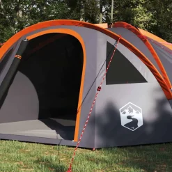vidaXL Camping telt med tag Grå og orange 308 x 268 x 130 cm Polyester