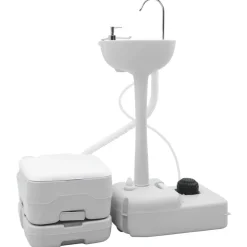 vidaXL Camping Toilet Sæt 2 pcs Grå og Hvid Høj-densitet Polyethylen