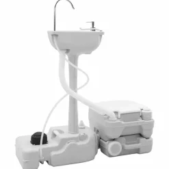 vidaXL Camping Toilet Sæt 2 pcs Grå og Hvid Høj-densitet Polyethylen
