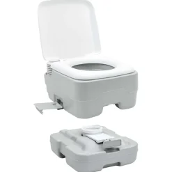 vidaXL Camping Toilet Sæt 2 pcs Grå og Hvid Høj-densitet Polyethylen