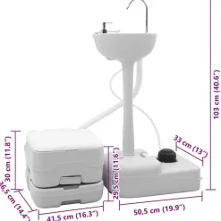 vidaXL Camping Toilet Sæt 2 pcs Grå og Hvid Høj-densitet Polyethylen