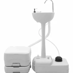 vidaXL Camping Toilet Sæt 2 pcs Grå og Hvid Høj-densitet Polyethylen