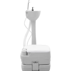 vidaXL Camping Toilet Sæt 2 pcs Grå og Hvid Høj-densitet Polyethylen