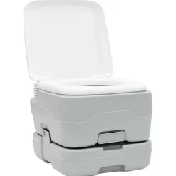 vidaXL Camping Toilet Sæt 2 pcs Grå og Hvid Høj-densitet Polyethylen