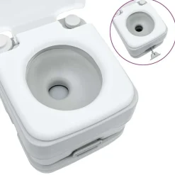 vidaXL Camping Toilet Sæt 2 pcs Grå og Hvid Høj-densitet Polyethylen