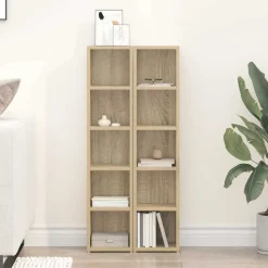 vidaXL CD-reoler 2 stk. 21x16x93,5 cm spånplade sonoma-eg