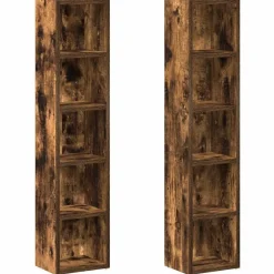 vidaXL cd-reoler 2 stk. 21x16x93,5 cm konstrueret træ røget egetræ