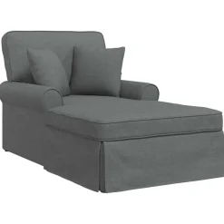 vidaXL Chaise lounge med volant med pude med pude 3 pcs Mørkegrå Stof