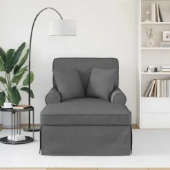 vidaXL Chaise lounge med volant med pude med pude 3 pcs Mørkegrå Stof