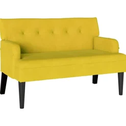 vidaXL Chesterfield bænk Gul 112 x 65,5 x 75 cm Fløjl