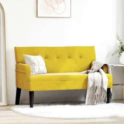 vidaXL Chesterfield bænk Gul 112 x 65,5 x 75 cm Fløjl