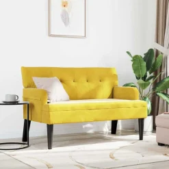 vidaXL Chesterfield bænk Gul 112 x 65,5 x 75 cm Fløjl