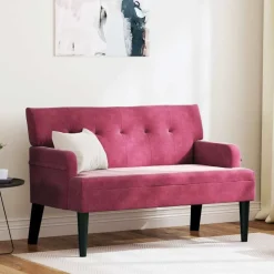vidaXL Chesterfield bænk Vinrød 112 x 65,5 x 75 cm Fløjl