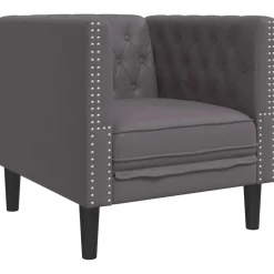 vidaXL Chesterfield-sofastol kunstlæder grå